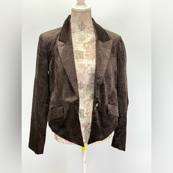 DEMOCRACY Brown corduroy crop blazer size S - Picture 1 of 13